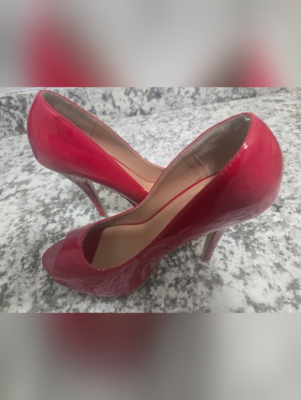 JG Red Patent Peep Toe High Heels Size 9